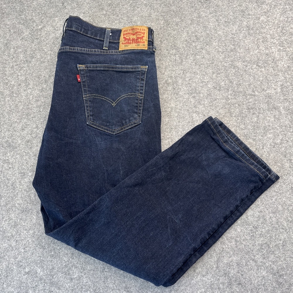 Levi's 541 Athletic Taper Fit Jeans Dark‎ Blue Wash Denim Men's Size 40 x 30 - Picture 14 of 15